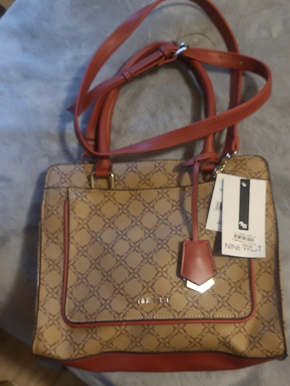 Nine West Tan and Rust Patterned Crossbody NWT